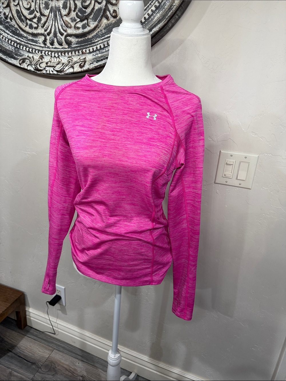 Under Armour Pink Heathered Long Sleeve Athletic Tee